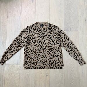 J. Crew 100% Cashmere classic-fit crewneck sweater in leopard print